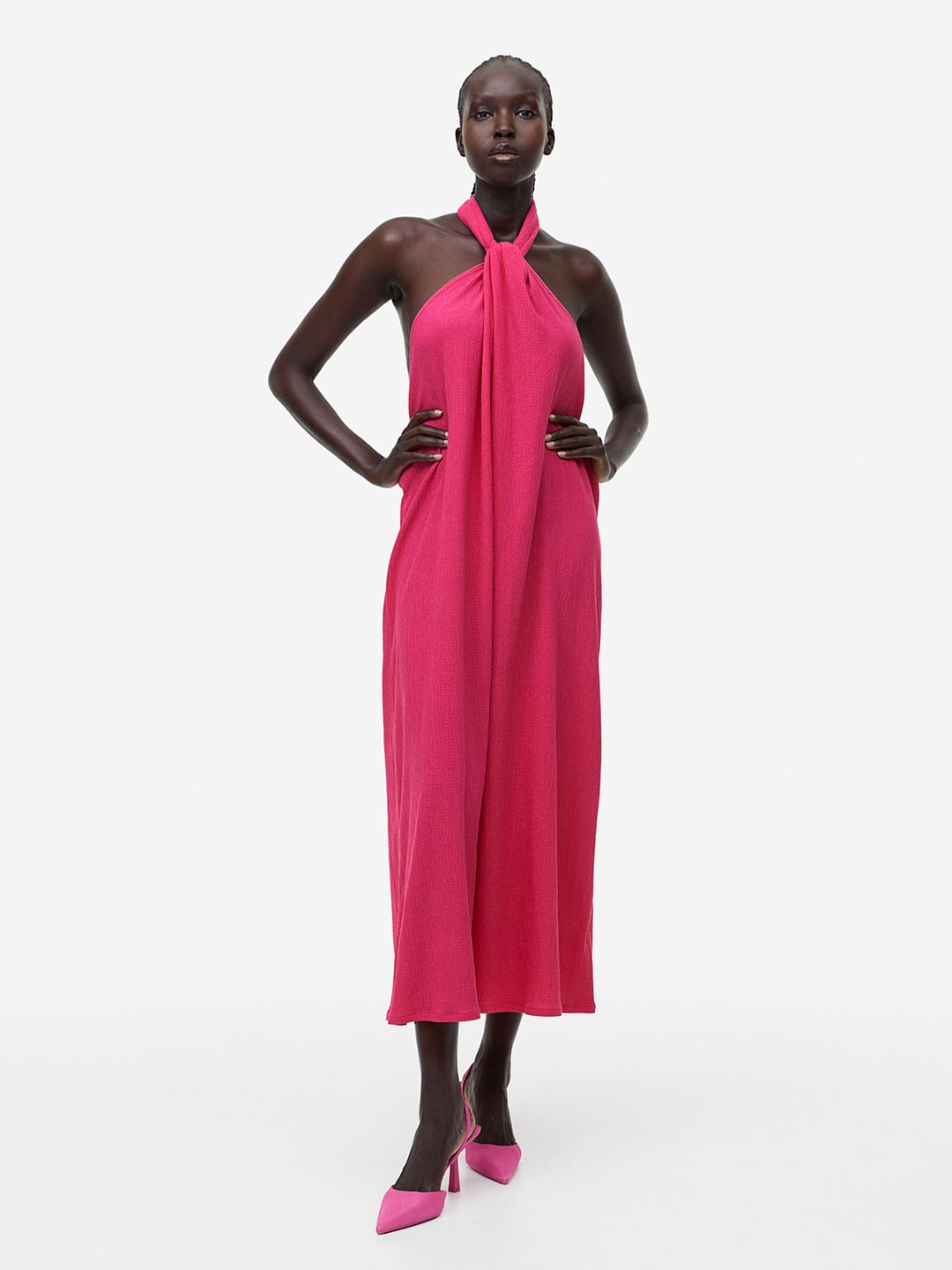 

H&M Long Halterneck Dress, Pink