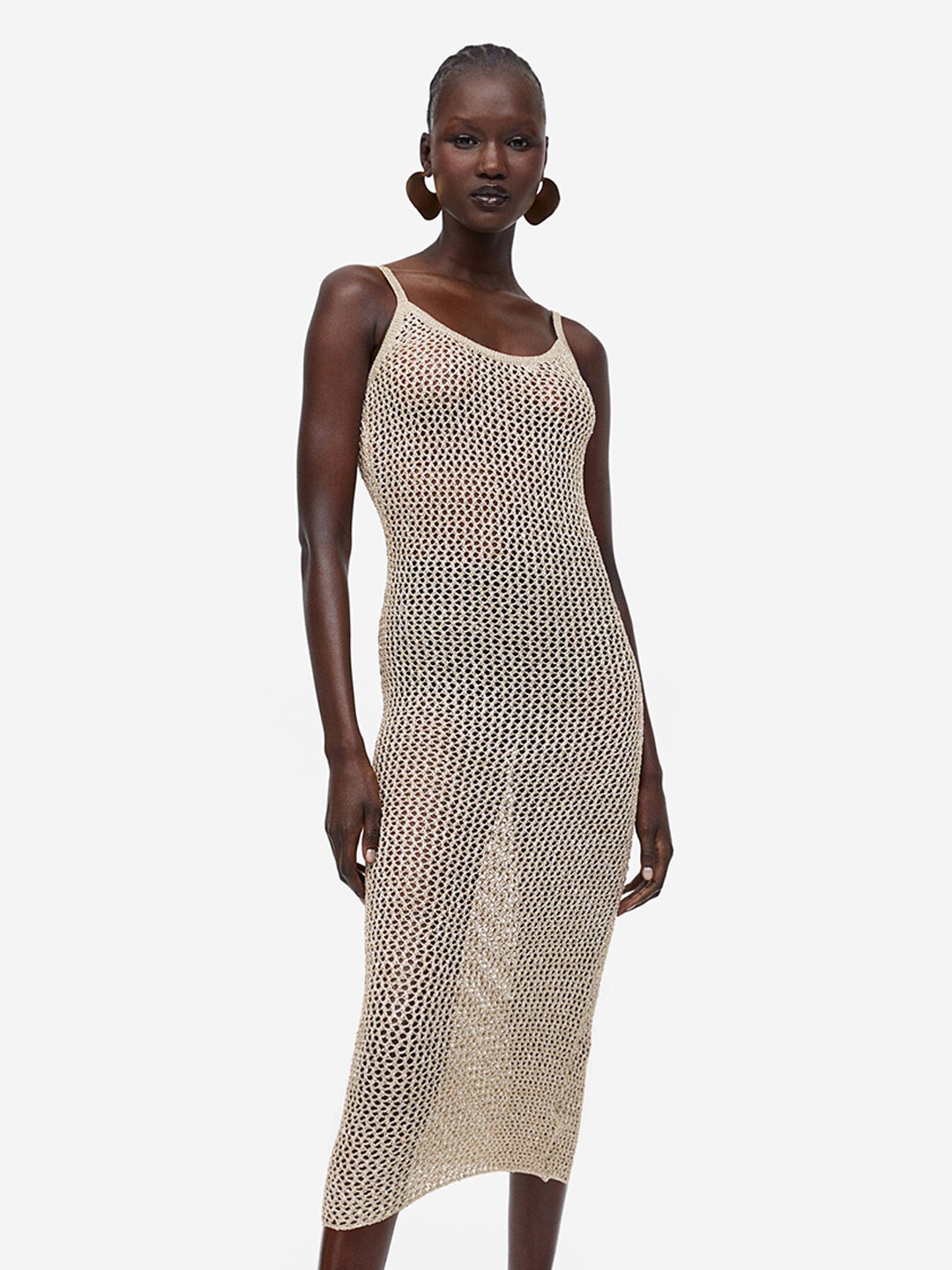 

H&M Crochet-Look Dress, Beige