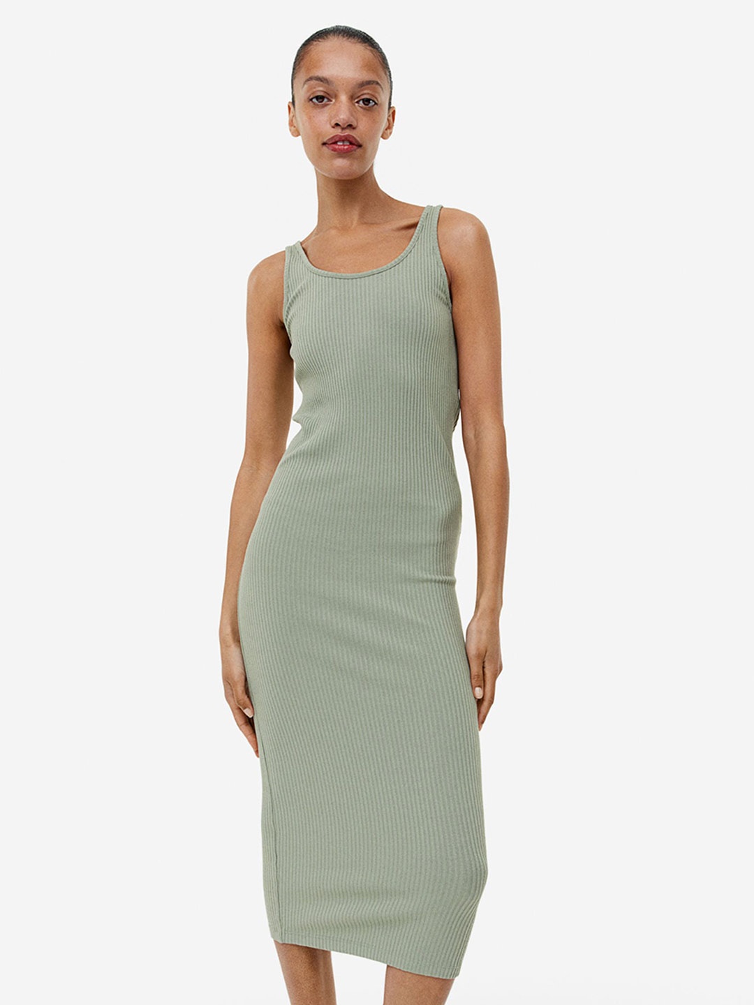 

H&M Ribbed Bodycon Dress, Green