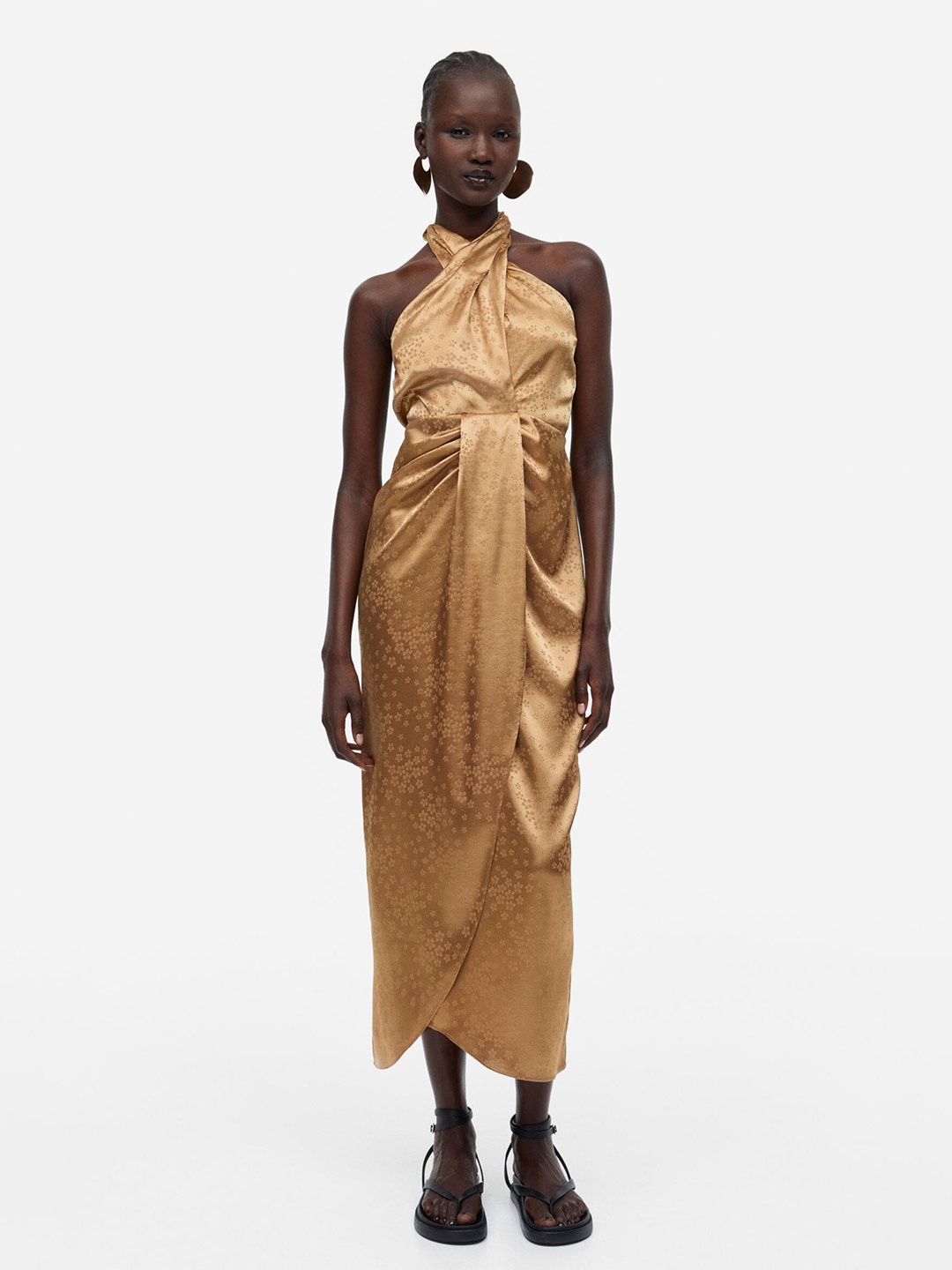 

H&M Halterneck Wrap Dress, Beige