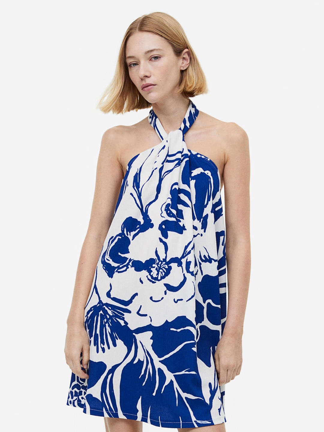 

H&M A-Line Halterneck Dress, Blue
