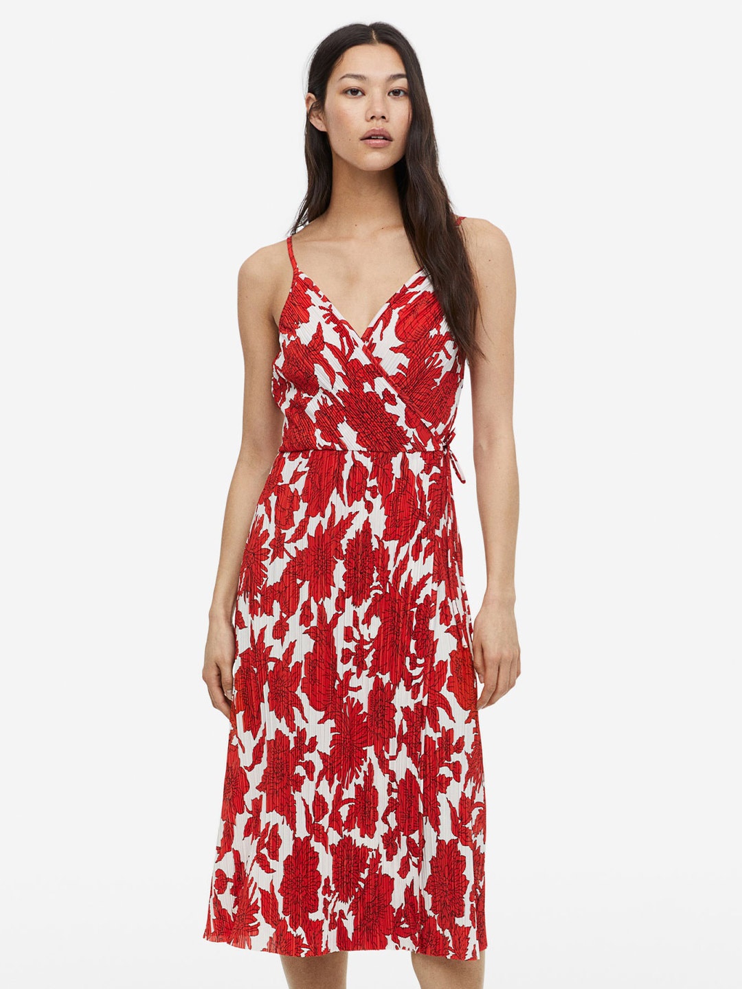 

H&M Pleated Wrapover Dress, Red