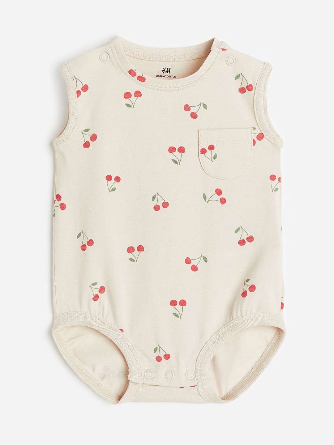 

H&M Infant Boys Sleeveless Cotton Jersey Bodysuit, Beige