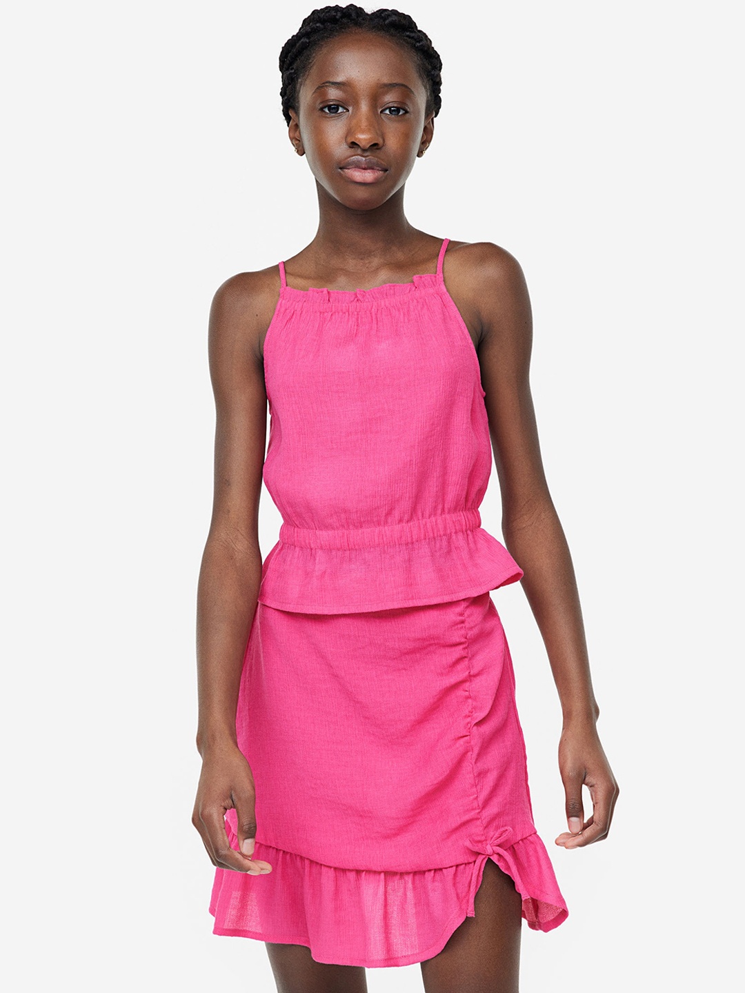 

H&M Girls Flounce-Trimmed Skirt, Pink
