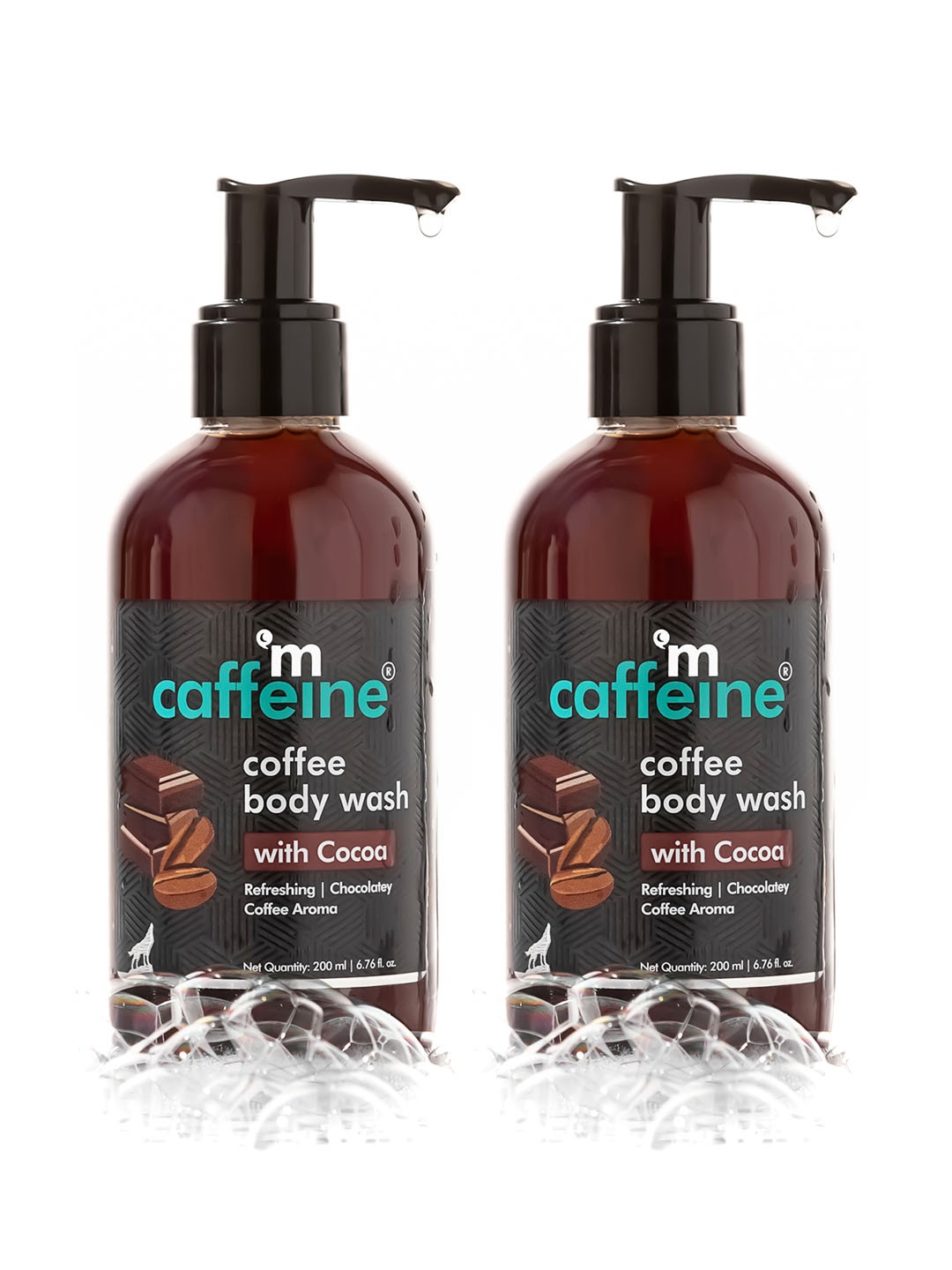 

MCaffeine Set of 2 Refreshing Coffee Body Wash with Cocoa - 200ml each, Brown