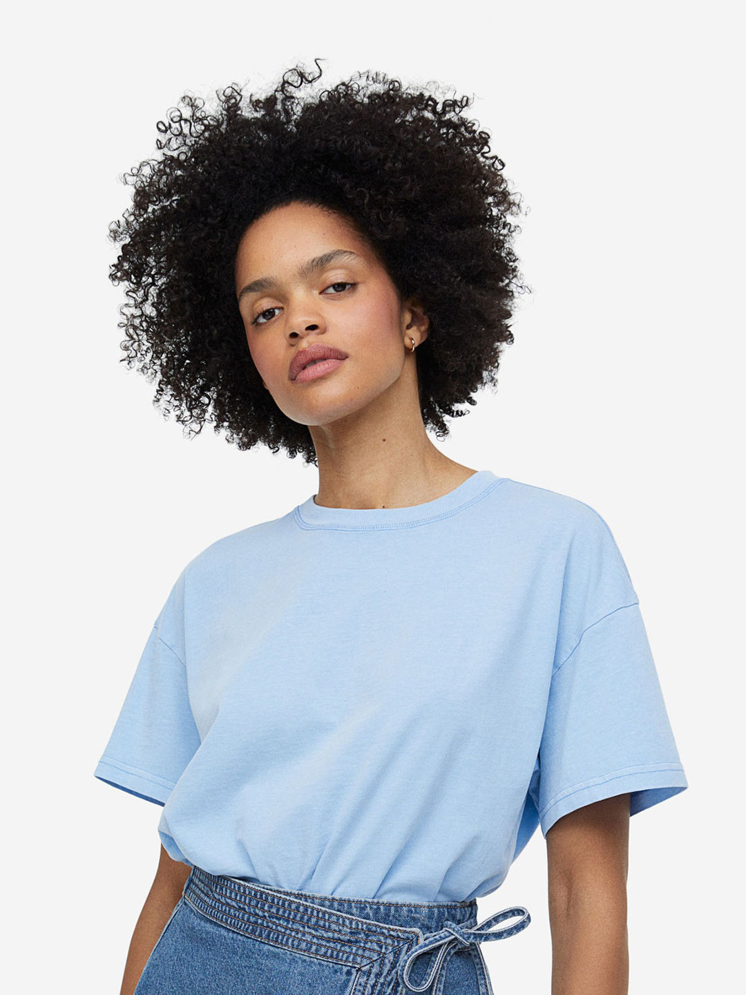 

H&M Women Cotton Washed-Look T-shirt, Blue