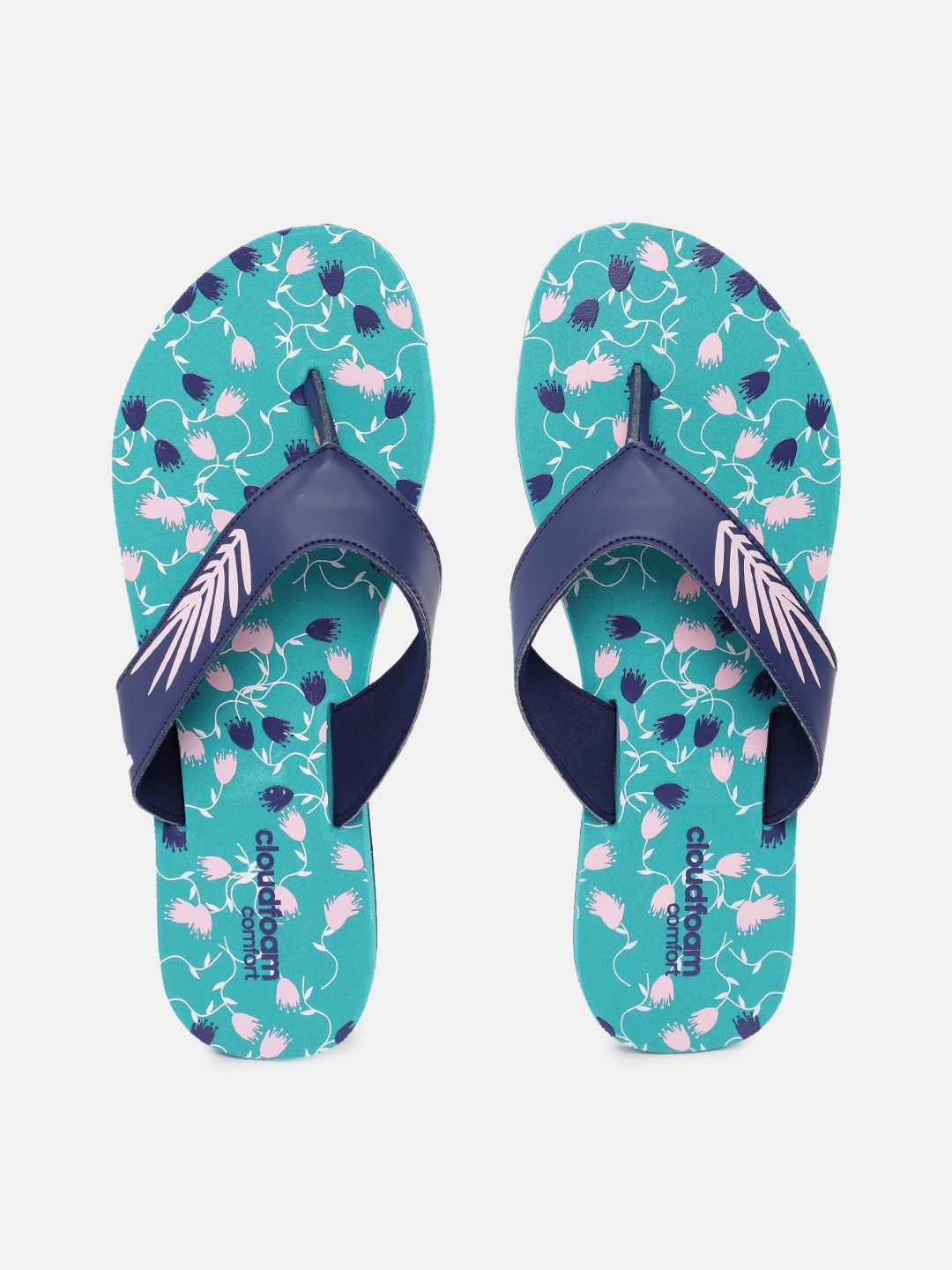

ADIDAS Women Cloudfoam W Floral Printed Thong Flip-Flops, Blue