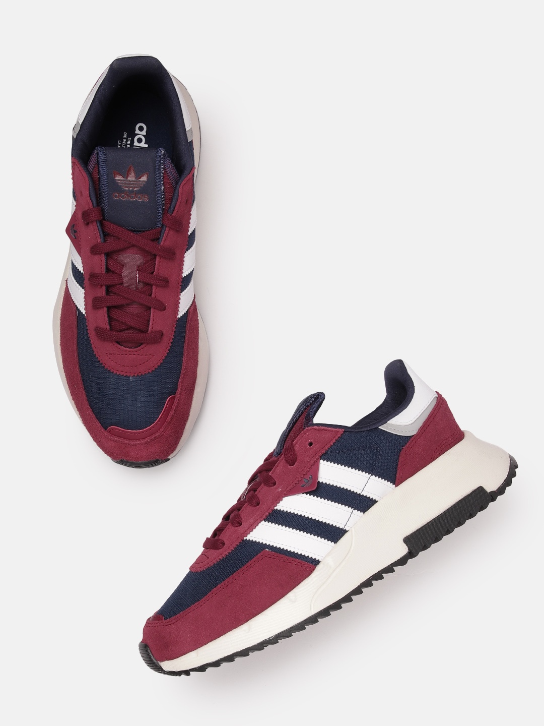 

ADIDAS Originals Men RETROPY F2 Colourblocked Suede Sneakers, Maroon