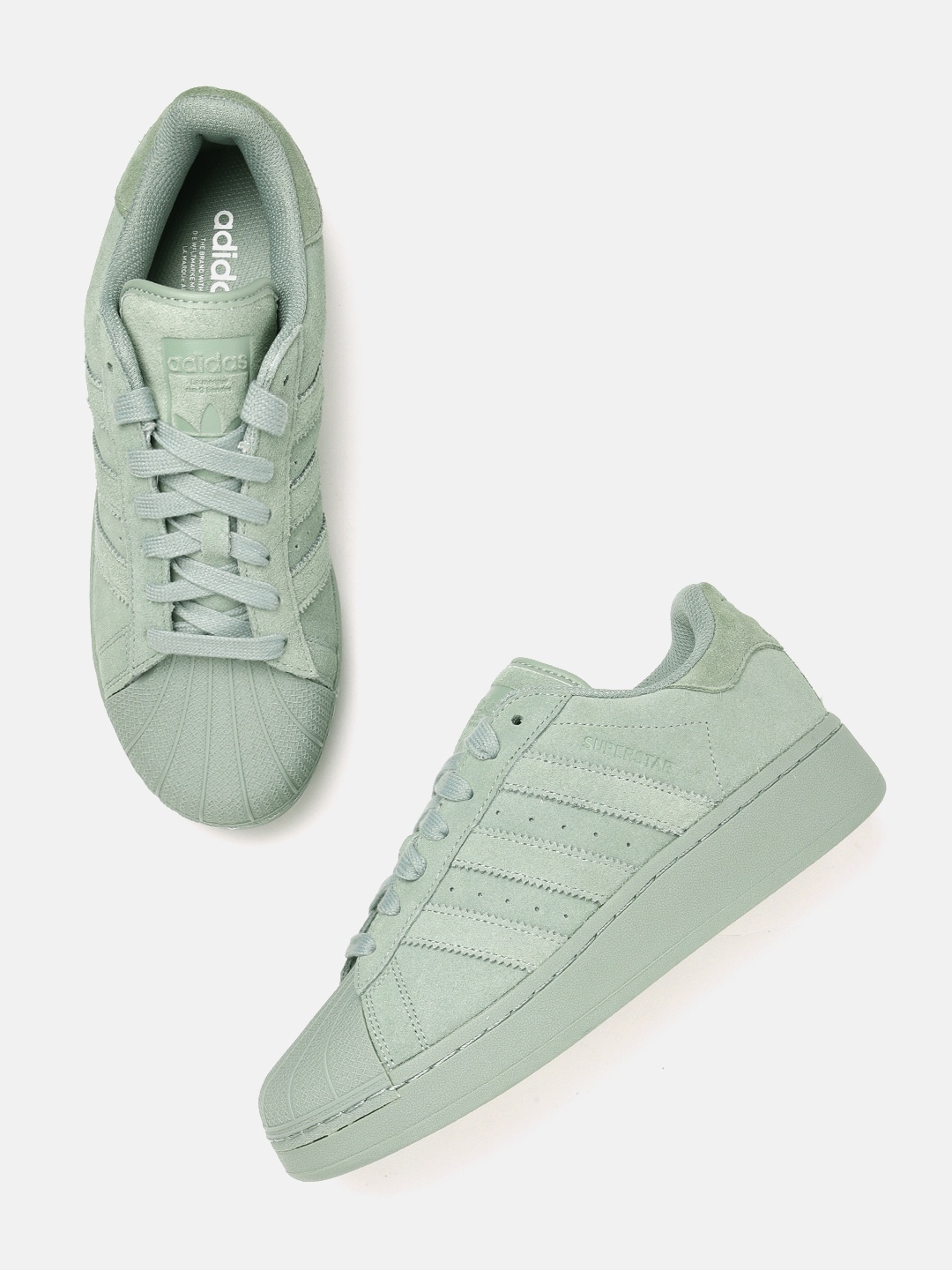 

ADIDAS Originals Women Striped Suede Superstar XLG Shoes, Green