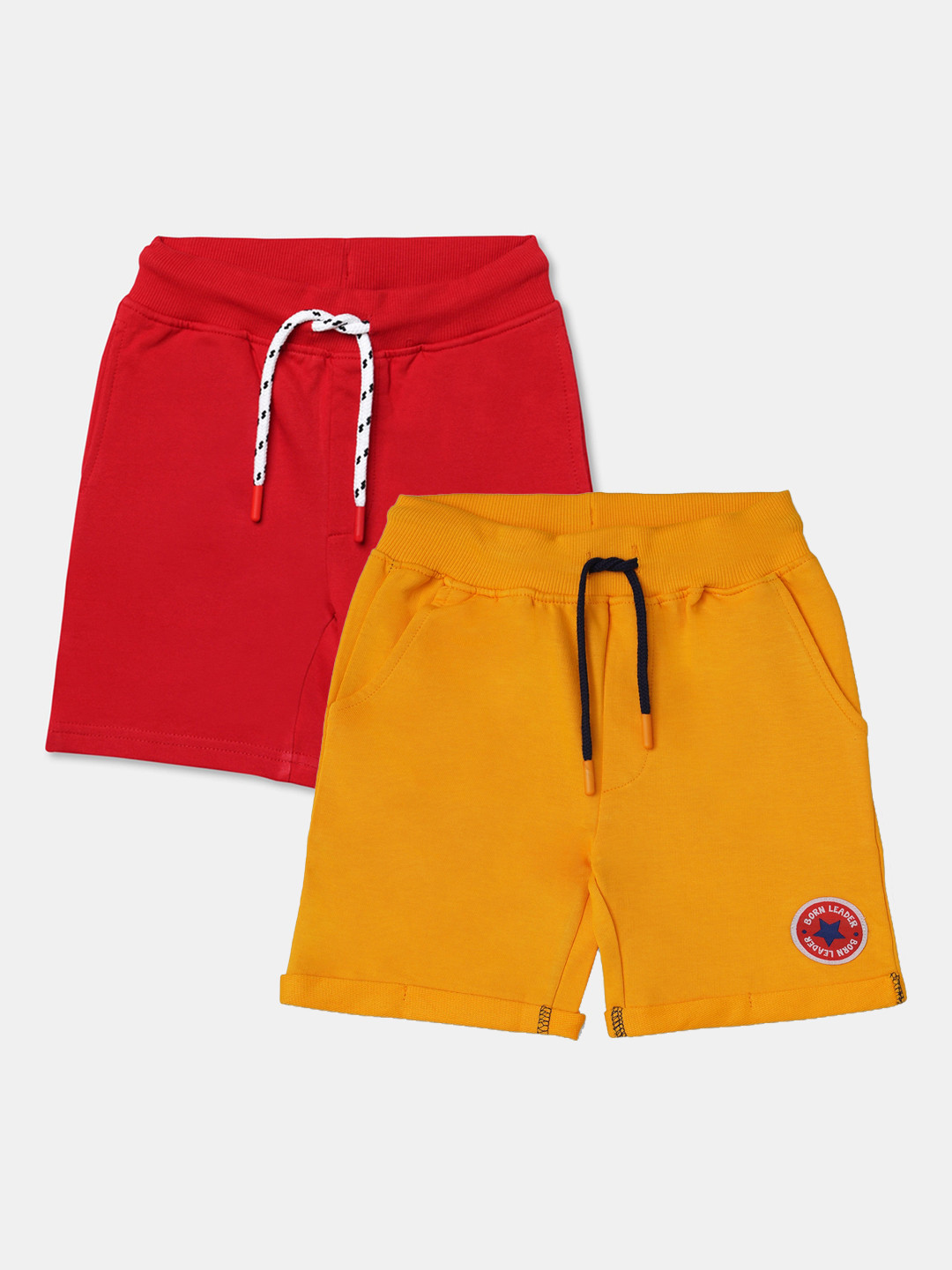 

R&B Boys Pack Of 2 Mid-Rise Cotton Shorts, Red