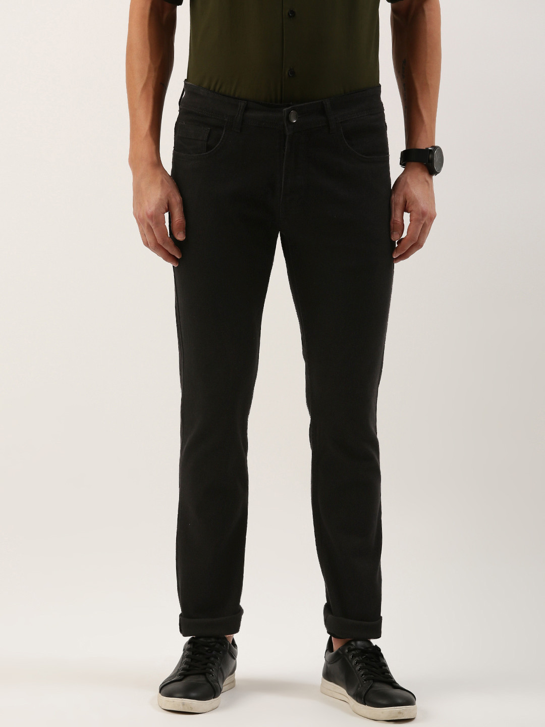

IVOC Men Mid-Rise Regular Fit Stretchable Jeans, Black