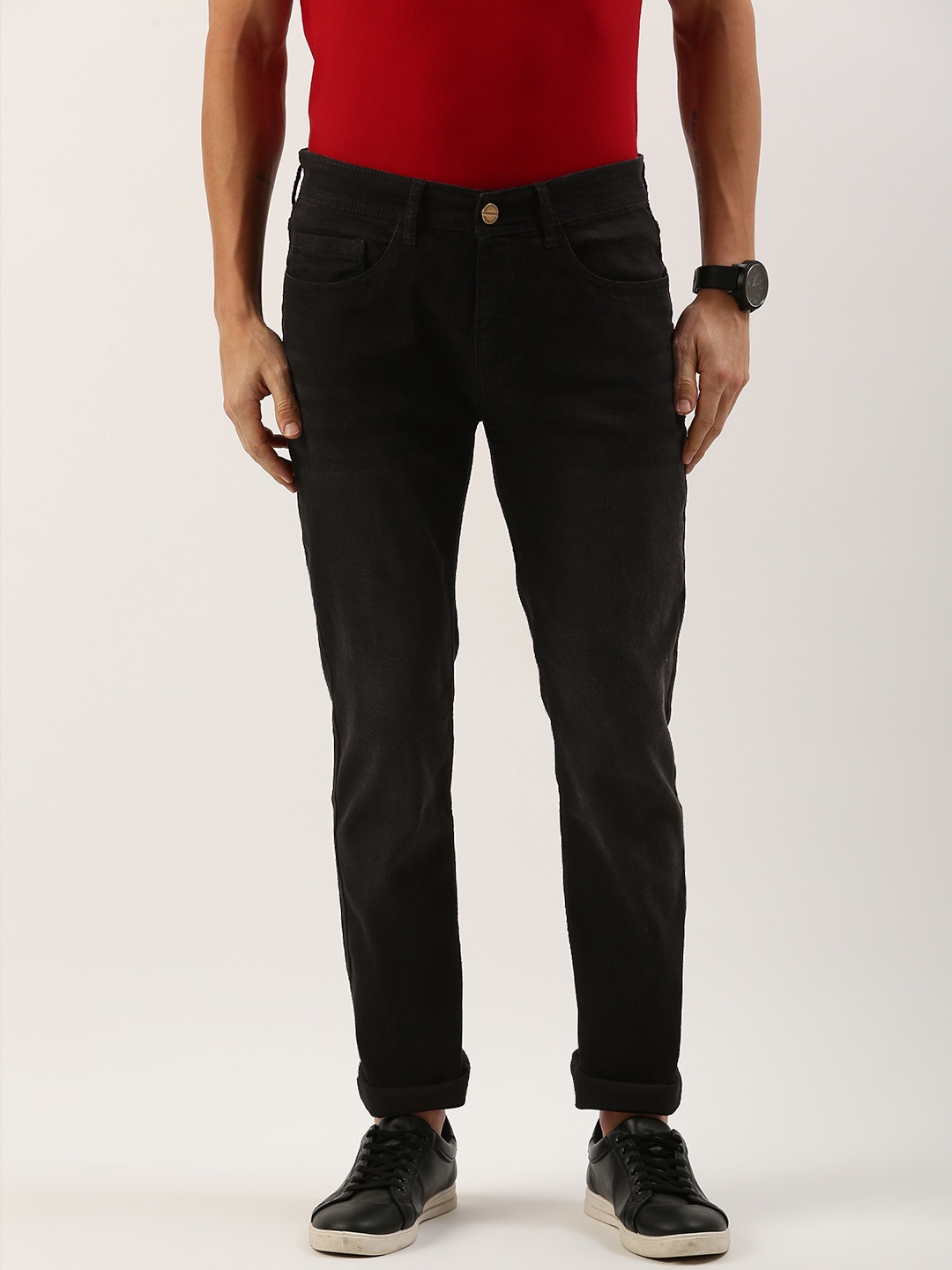 

IVOC Men Mid-Rise Regular Fit Stretchable Jeans, Black