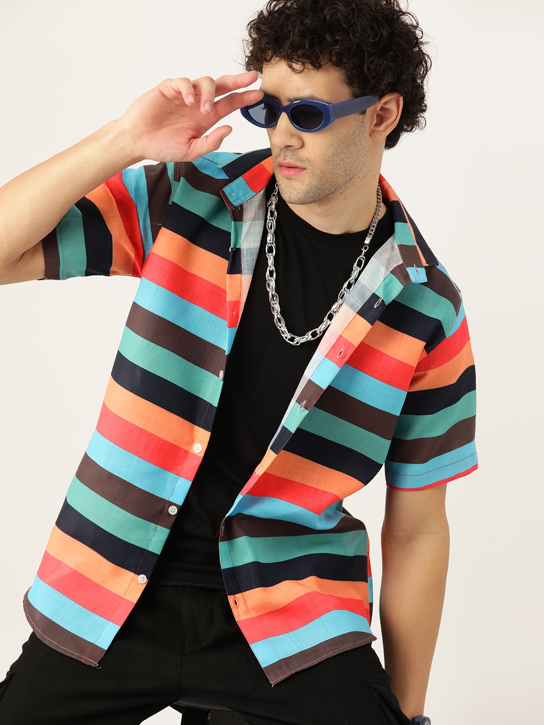 

Kook N Keech Men Relaxed Horizontal Stripes Opaque Casual Shirt, Blue