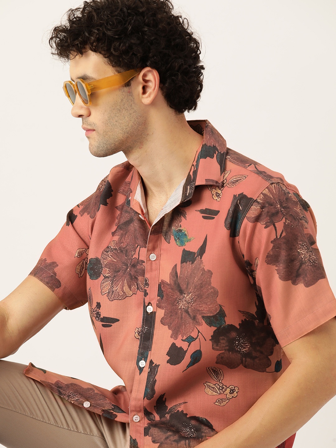 

Kook N Keech Men Relaxed Floral Opaque Printed Casual Shirt, Orange