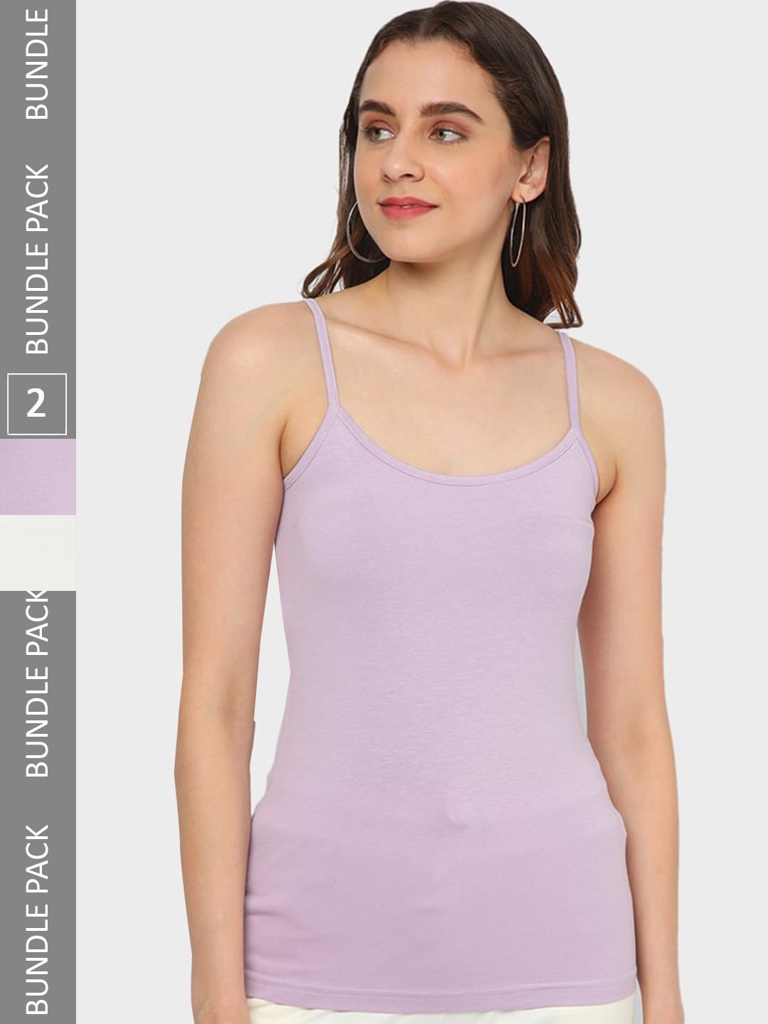 

R&B Pack Of 2 Non Padded Cotton Camisoles, Purple