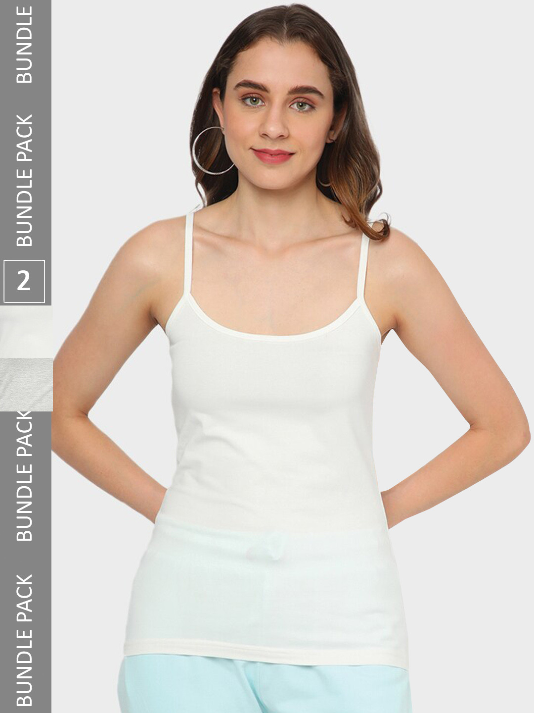 

R&B Pack Of 2 Non Padded Cotton Camisoles, White
