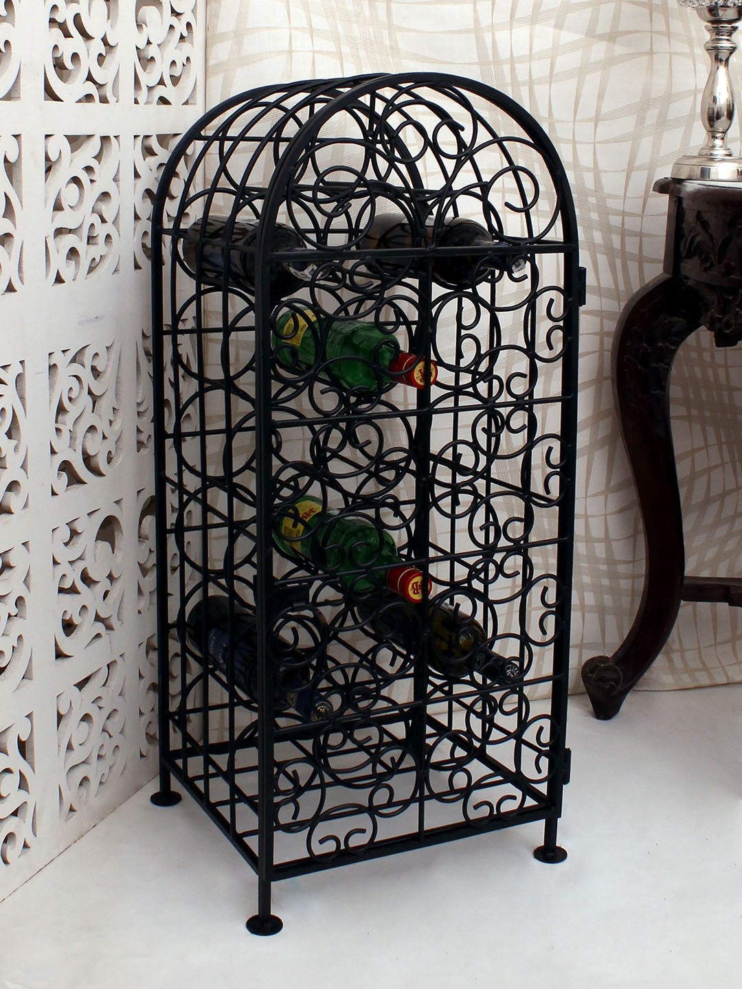 

Home Sparkle Black Textured 20 Bottle Modern Design Wine Rack for Wall
