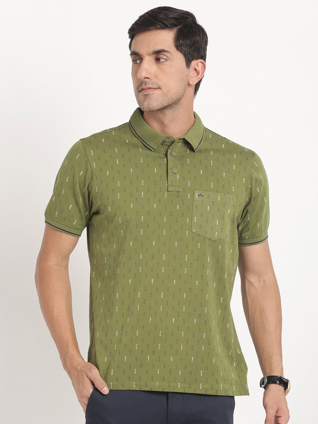 

Turtle Conversational Printed Polo Collar Slim Fit T-shirt, Green