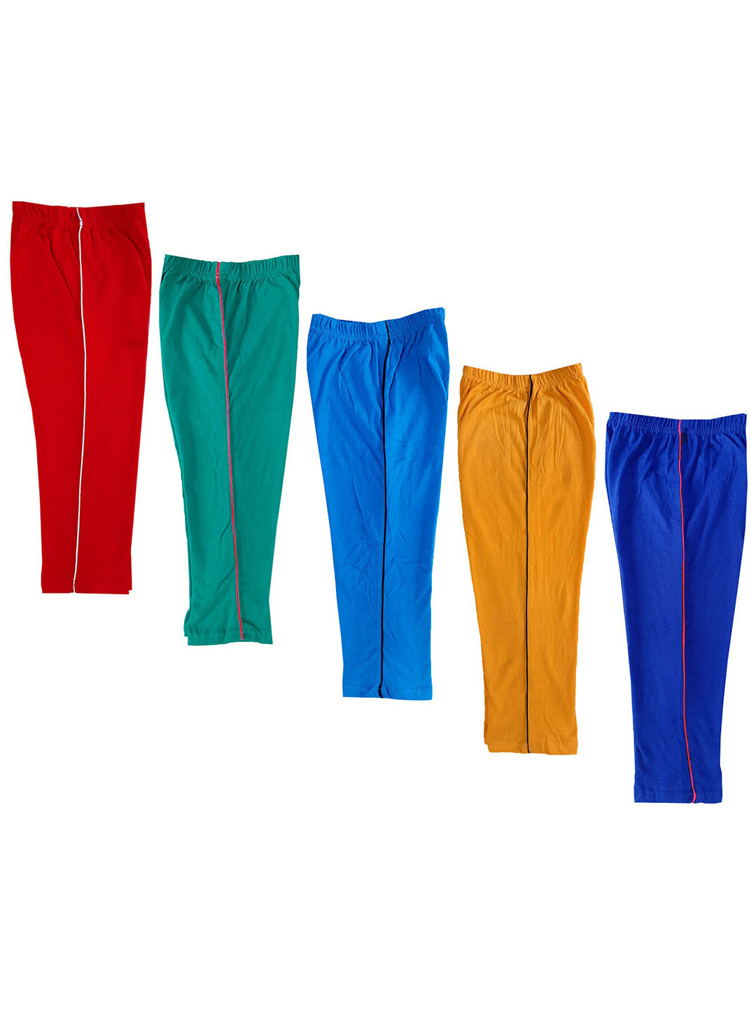 

IndiWeaves Girls Pack Of 5 Pure Cotton Regular Fit Capris, Blue