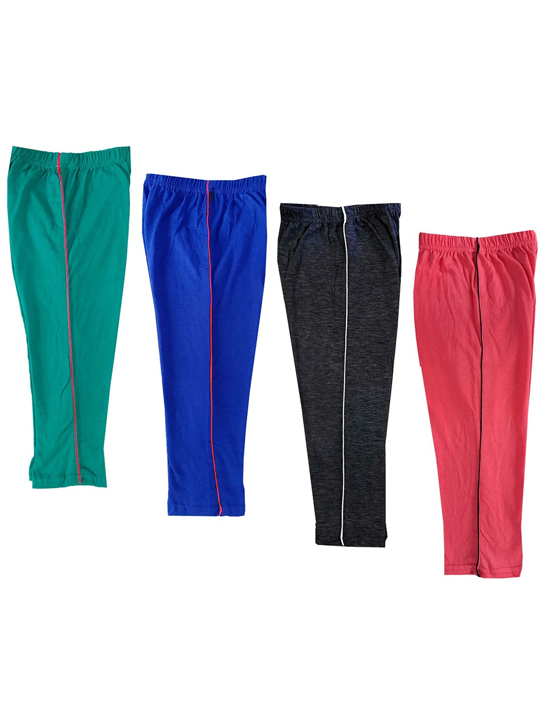 

IndiWeaves Girls Pack of 4 High-Rise Cotton Capris, Green
