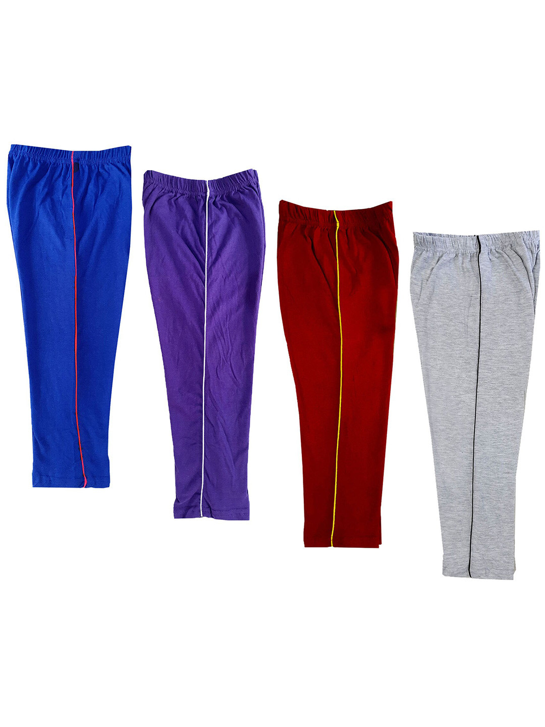 

IndiWeaves Girls Pack Of 4 Pure Cotton Regular Fit Capris, Blue