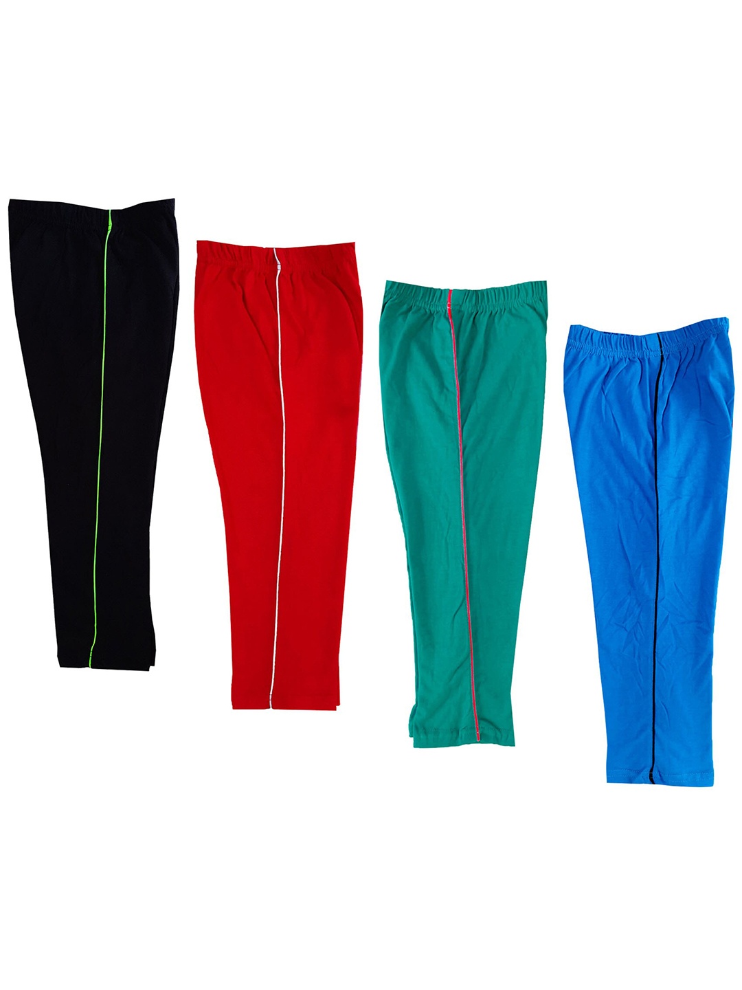 

IndiWeaves Girls Pack Of 4 Pure Cotton Regular Fit Capris, Red