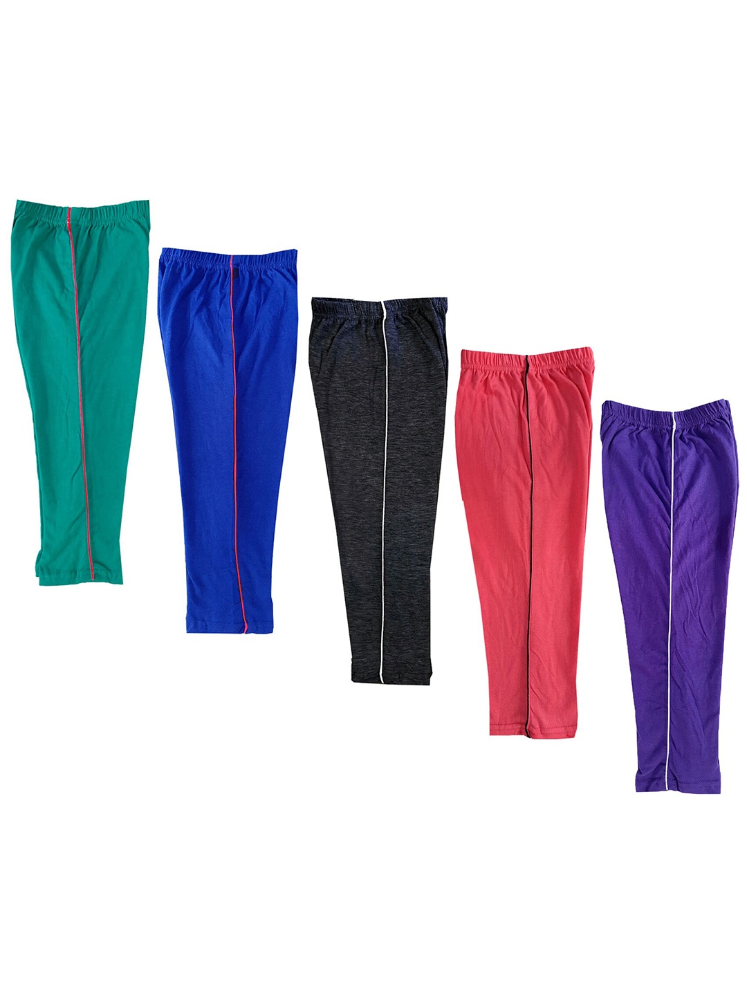 

IndiWeaves Girls Pack of 5 Pure Cotton Capris, Blue