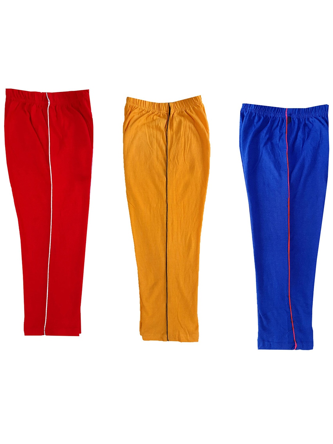 

IndiWeaves Girls Pack Of 3 Pure Cotton Regular Fit Capris, Yellow
