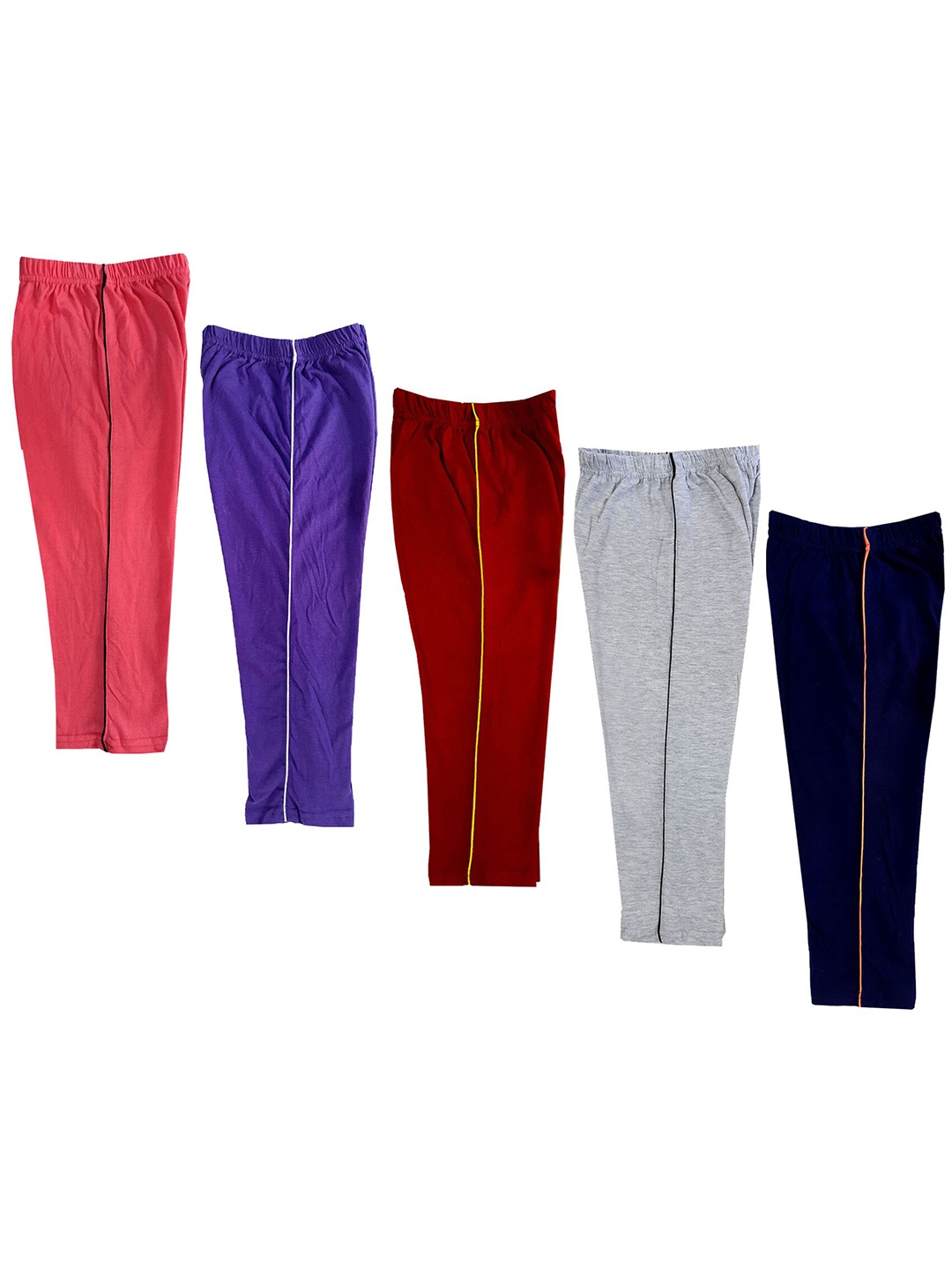

IndiWeaves Girls Pack Of 5 Pure Cotton Regular Fit Capris, Pink