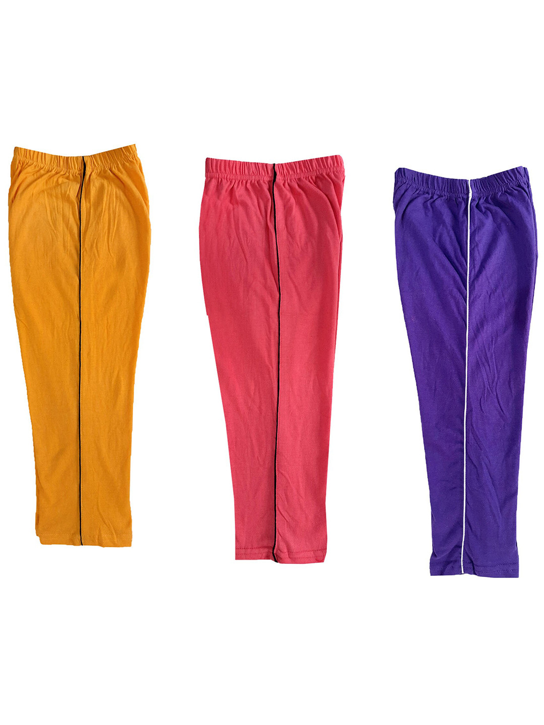 

IndiWeaves Girls Pack of 3 High-Rise Cotton Capris, Violet