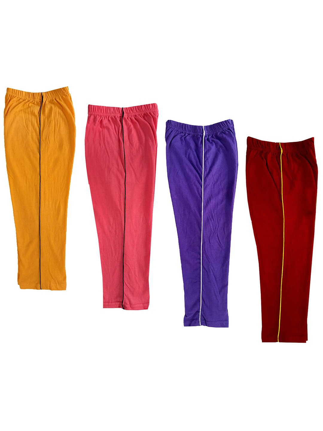 

IndiWeaves Girls Pack Of 4 Pure Cotton Regular Fit Capris, Purple