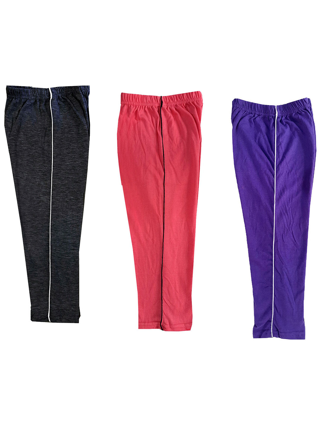 

IndiWeaves Girls Pack Of 3 High-Rise Pure Cotton Capris, Violet