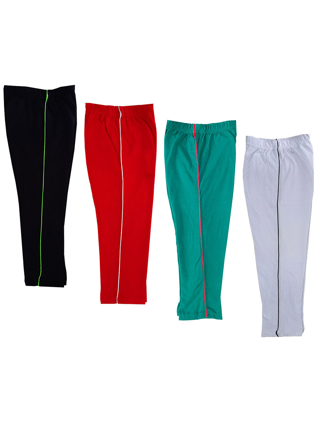 

IndiWeaves Girls Pack Of 4 Pure Cotton Regular Fit Capris, Green
