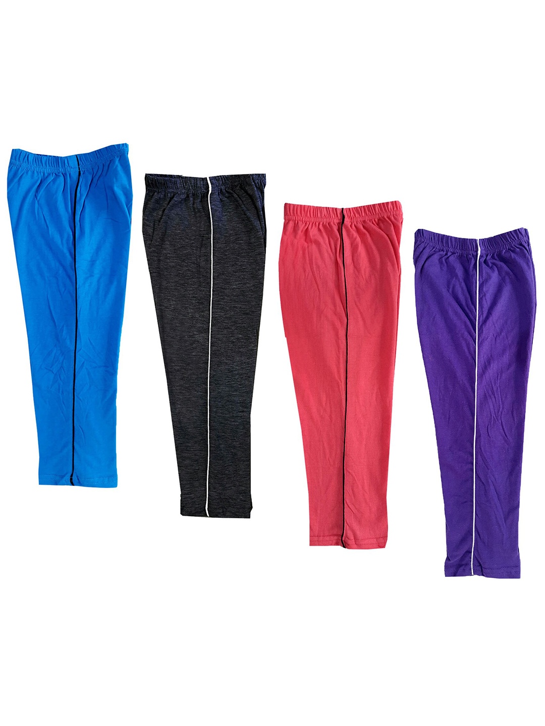 

IndiWeaves Girls Pack Of 4 Pure Cotton Regular Fit Capris, Blue