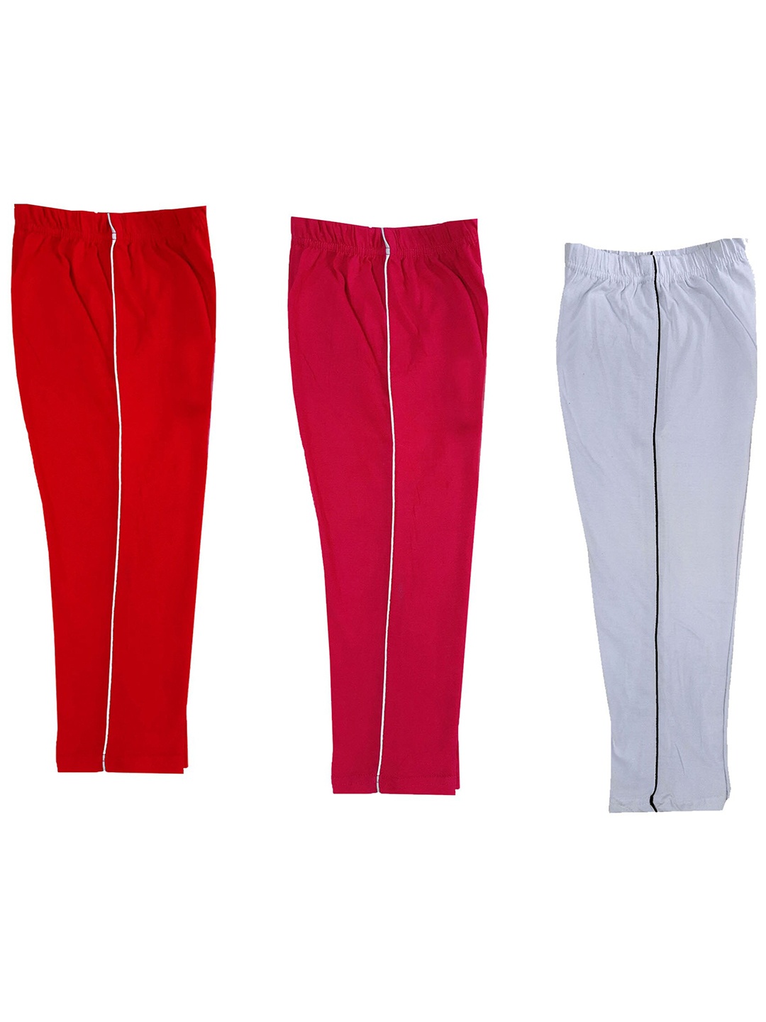 

IndiWeaves Girls Pack Of 3 Pure Cotton Capris, Red