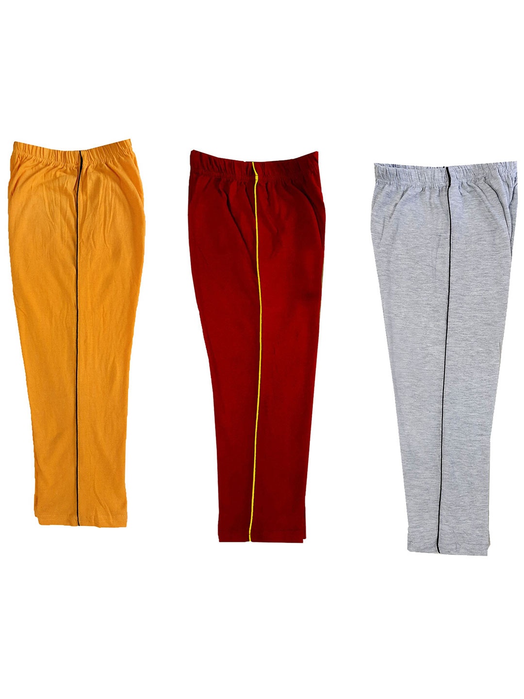 

IndiWeaves Girls Pack Of 3 Pure Cotton Regular Fit Capris, Yellow