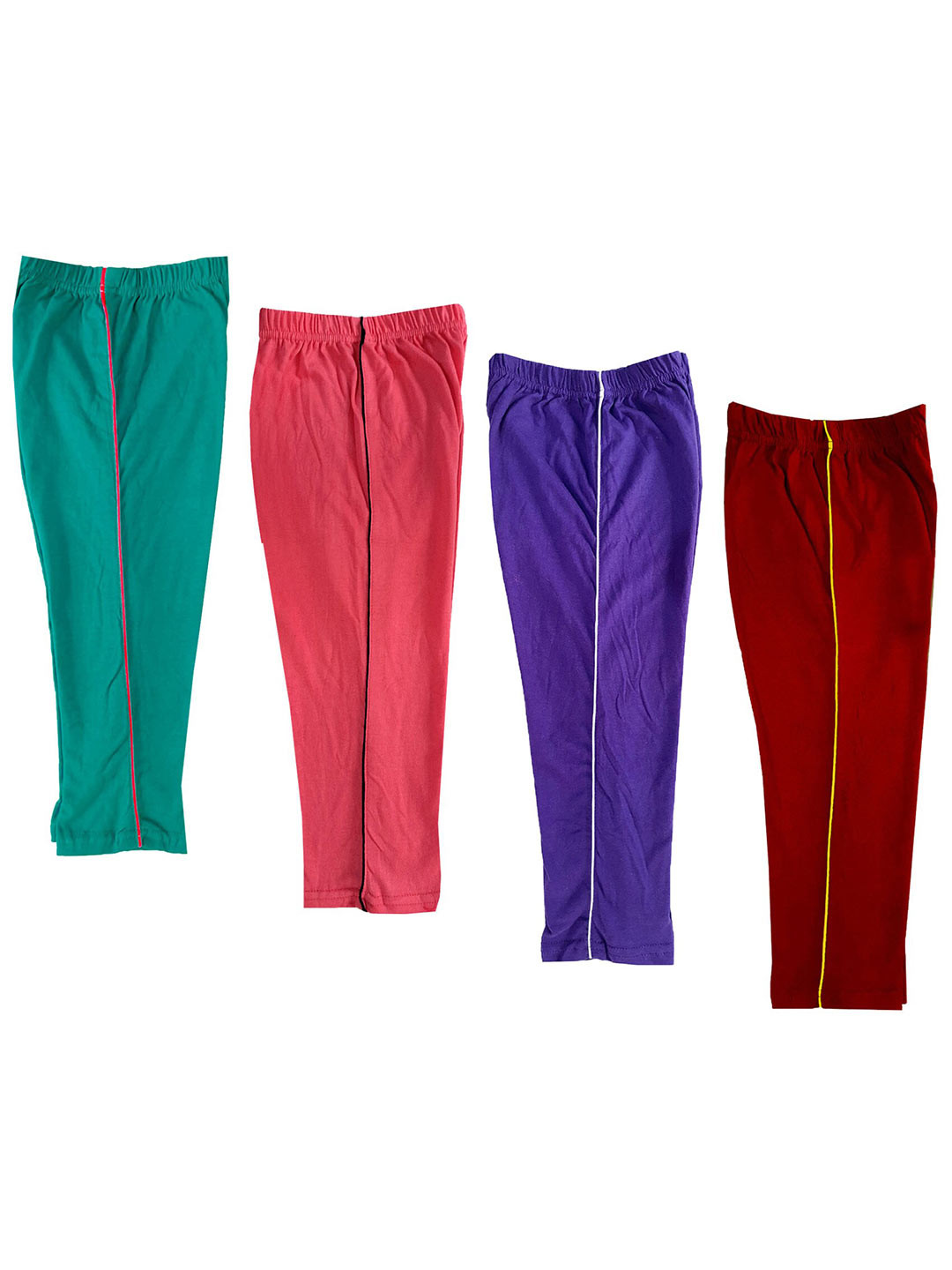 

IndiWeaves Girls Pack of 4 Pure Cotton Capris, Purple