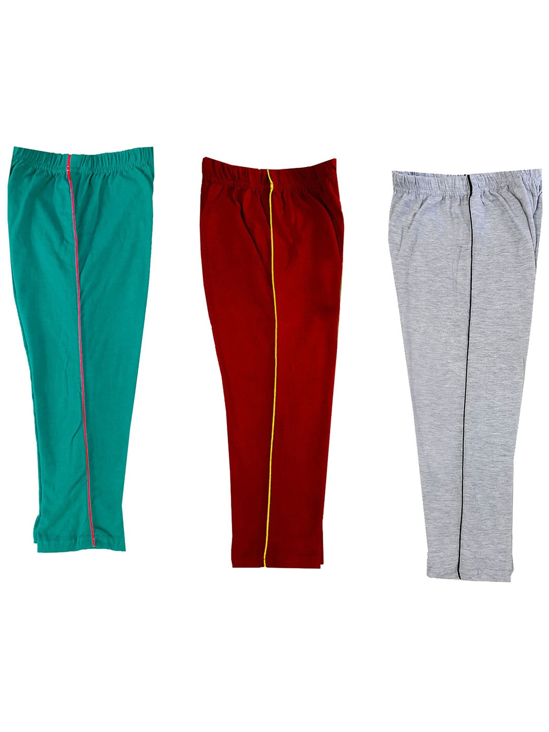 

IndiWeaves Girls Pack Of 3 High-Rise Pure Cotton Capris, Green