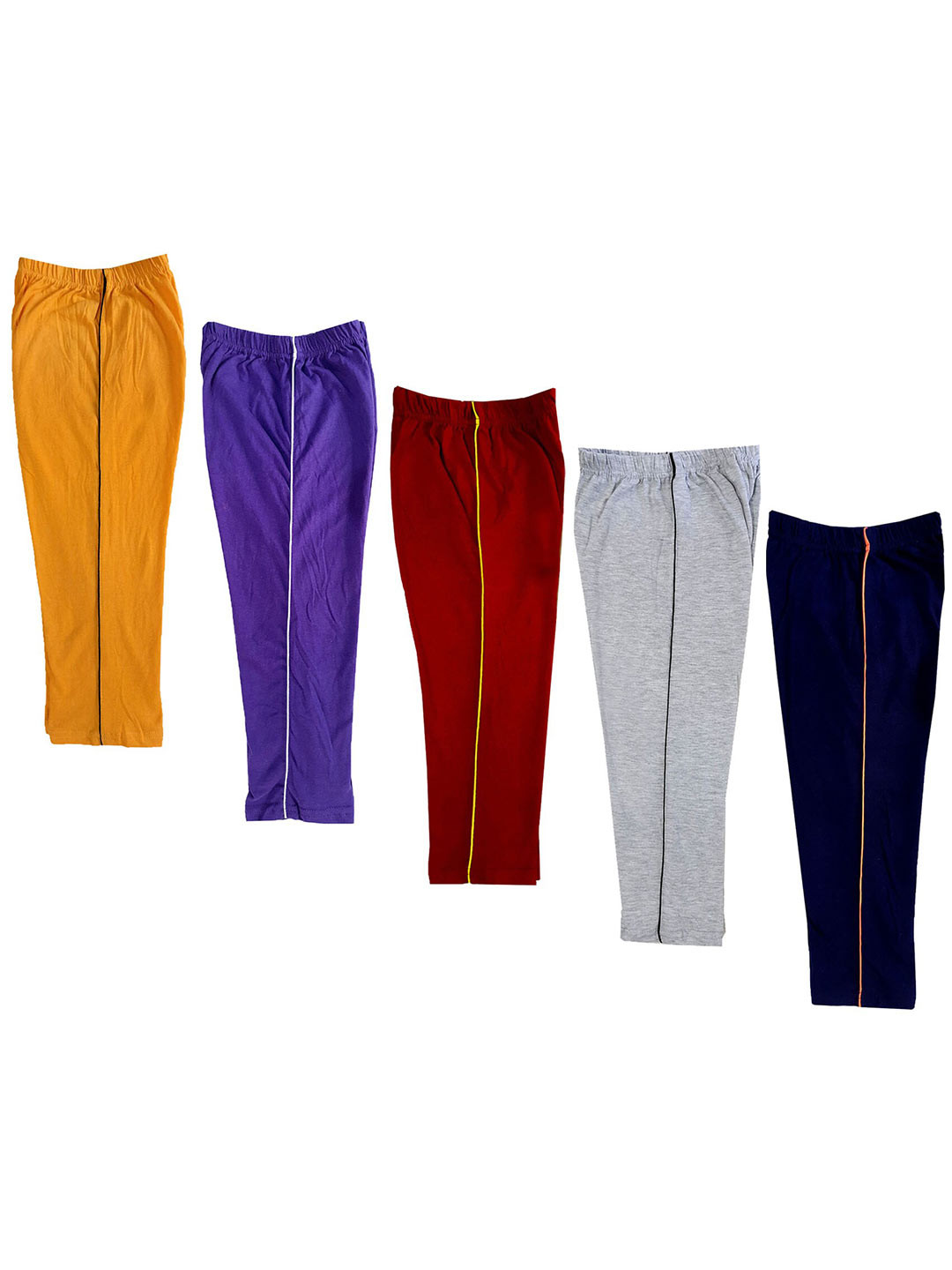 

IndiWeaves Girls Pack Of 5 Pure Cotton Regular Fit Capris, Yellow