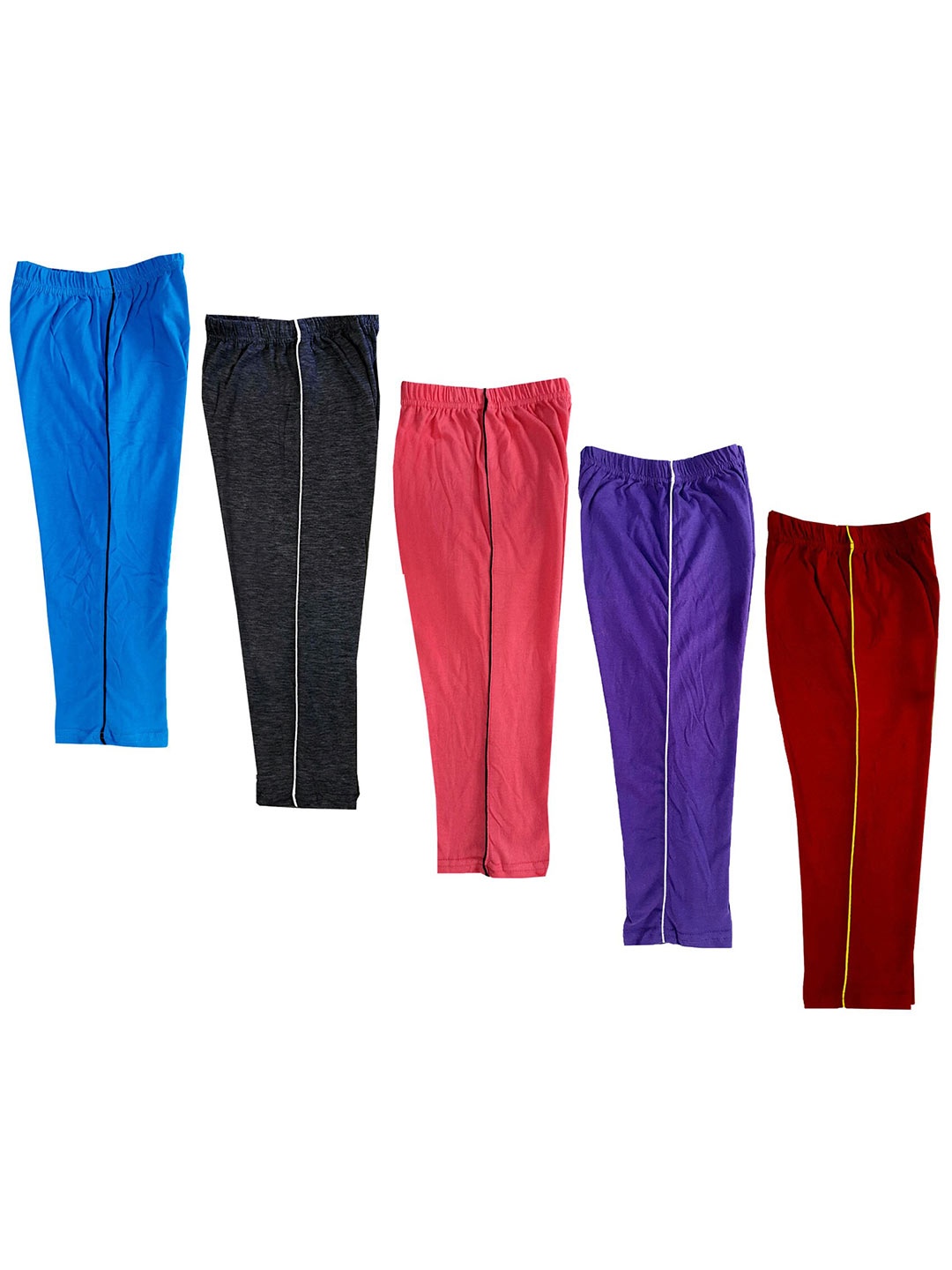 

IndiWeaves Girls Pack Of 5 Pure Cotton Regular Fit Capris, Blue