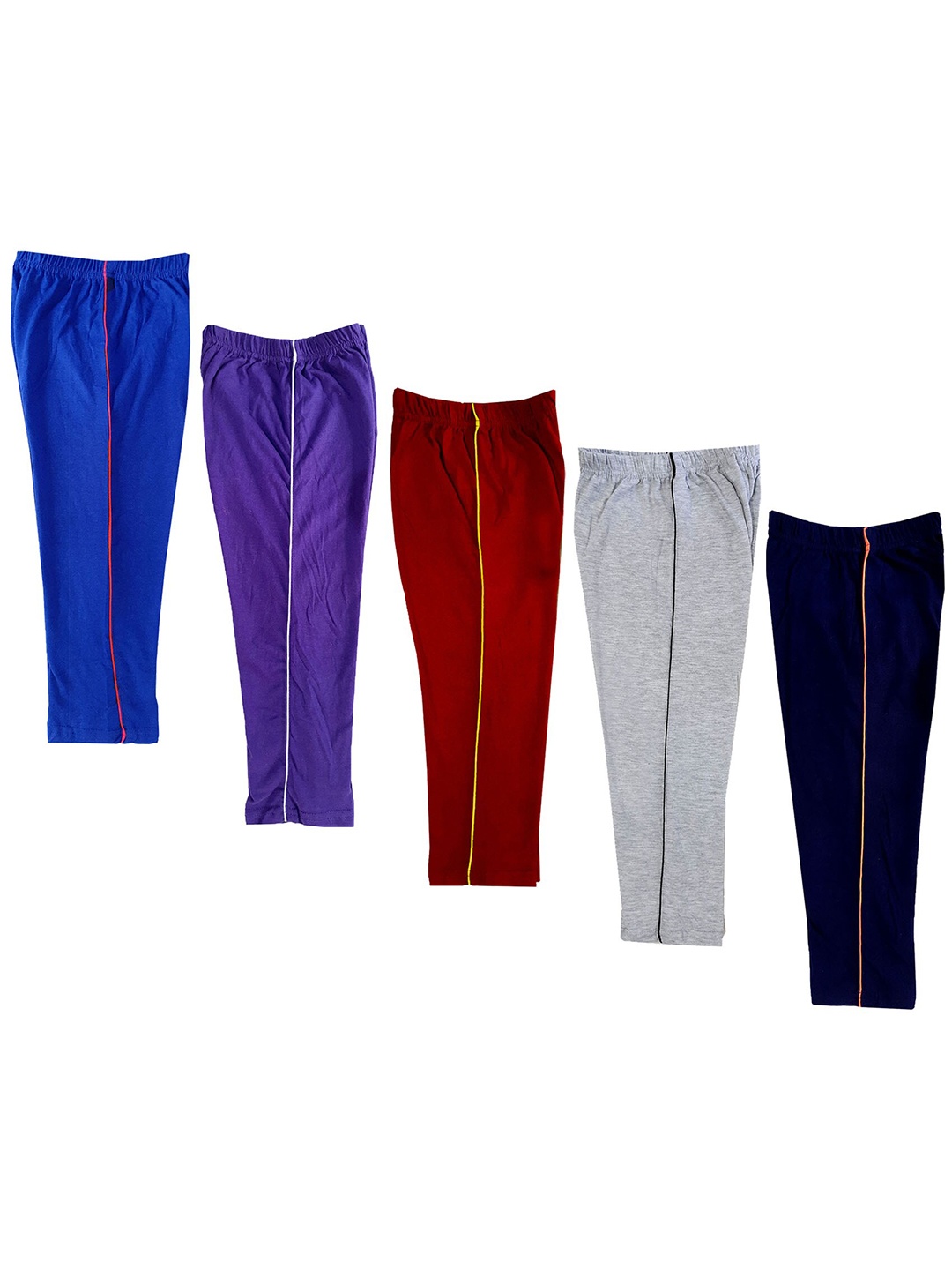 

IndiWeaves Girls Pack Of 5 Pure Cotton Regular Fit Capris, Blue