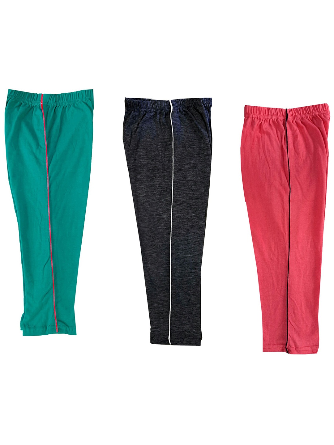 

IndiWeaves Girls Pack Of 3 Pure Cotton Capris, Green
