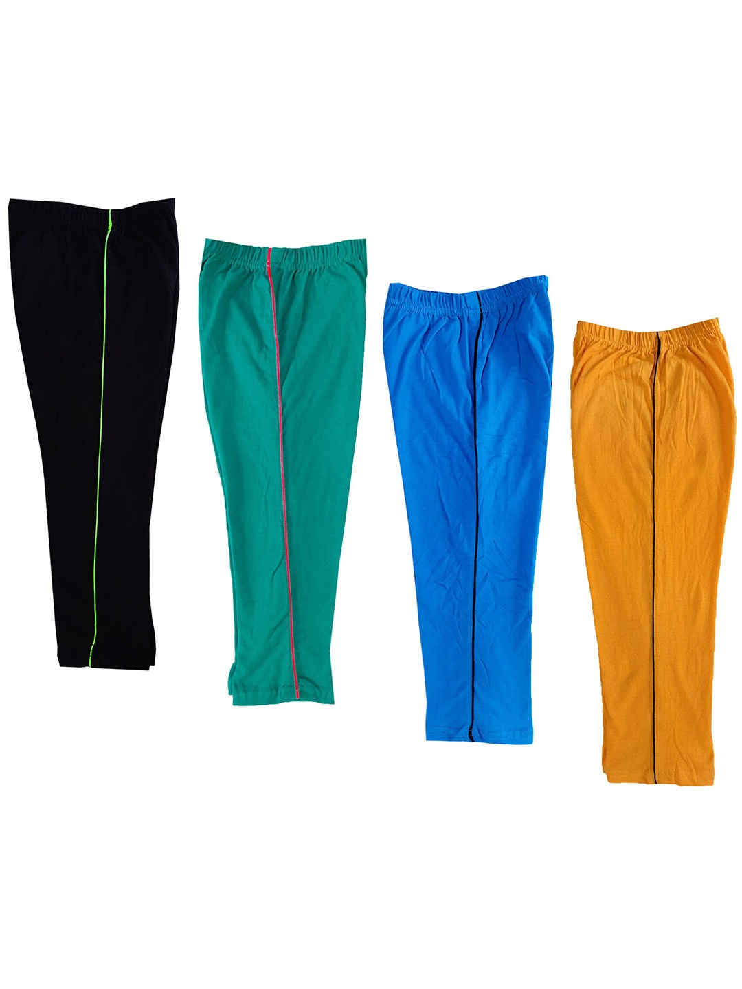 

IndiWeaves Girls Pack Of 4 Pure Cotton Regular Fit Capris, Yellow