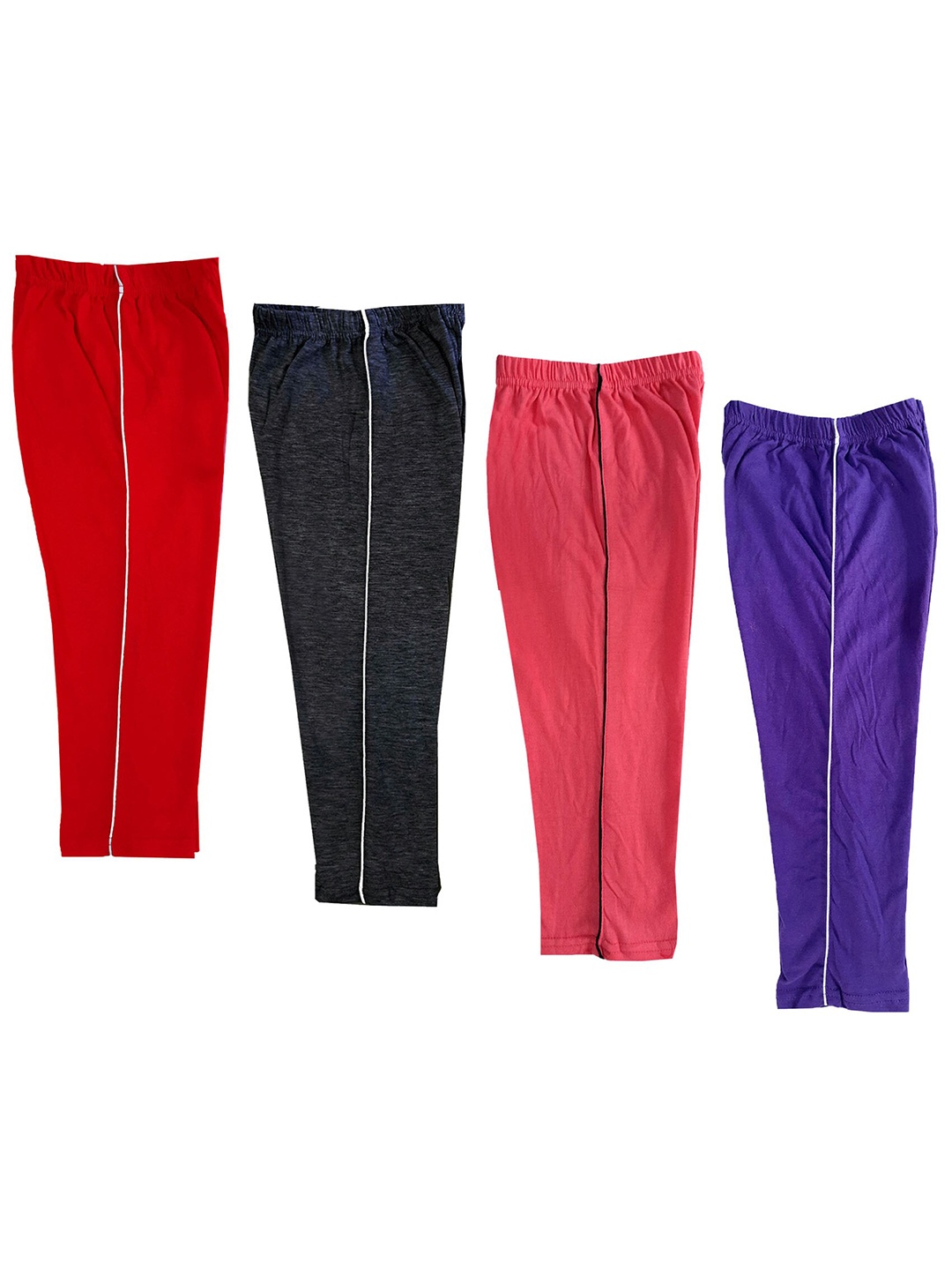 

IndiWeaves Girls Pack Of 4 Pure Cotton Regular Fit Capris, Pink