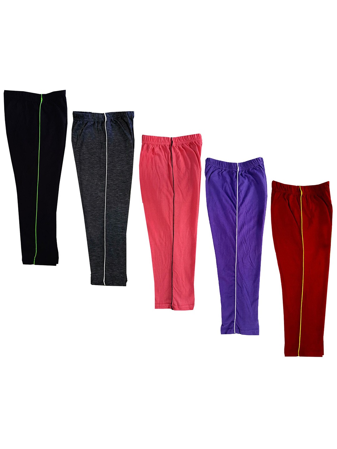 

IndiWeaves Girls Pack Of 5 Pure Cotton Regular Fit Capris, Purple