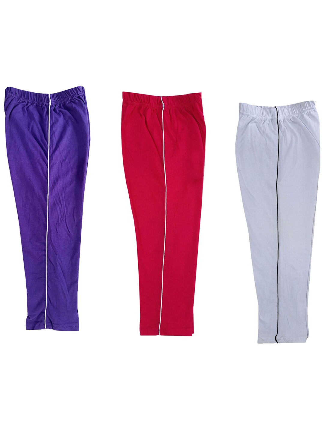 

IndiWeaves Girls Pack Of 3 Pure Cotton Regular Fit Capris, Pink