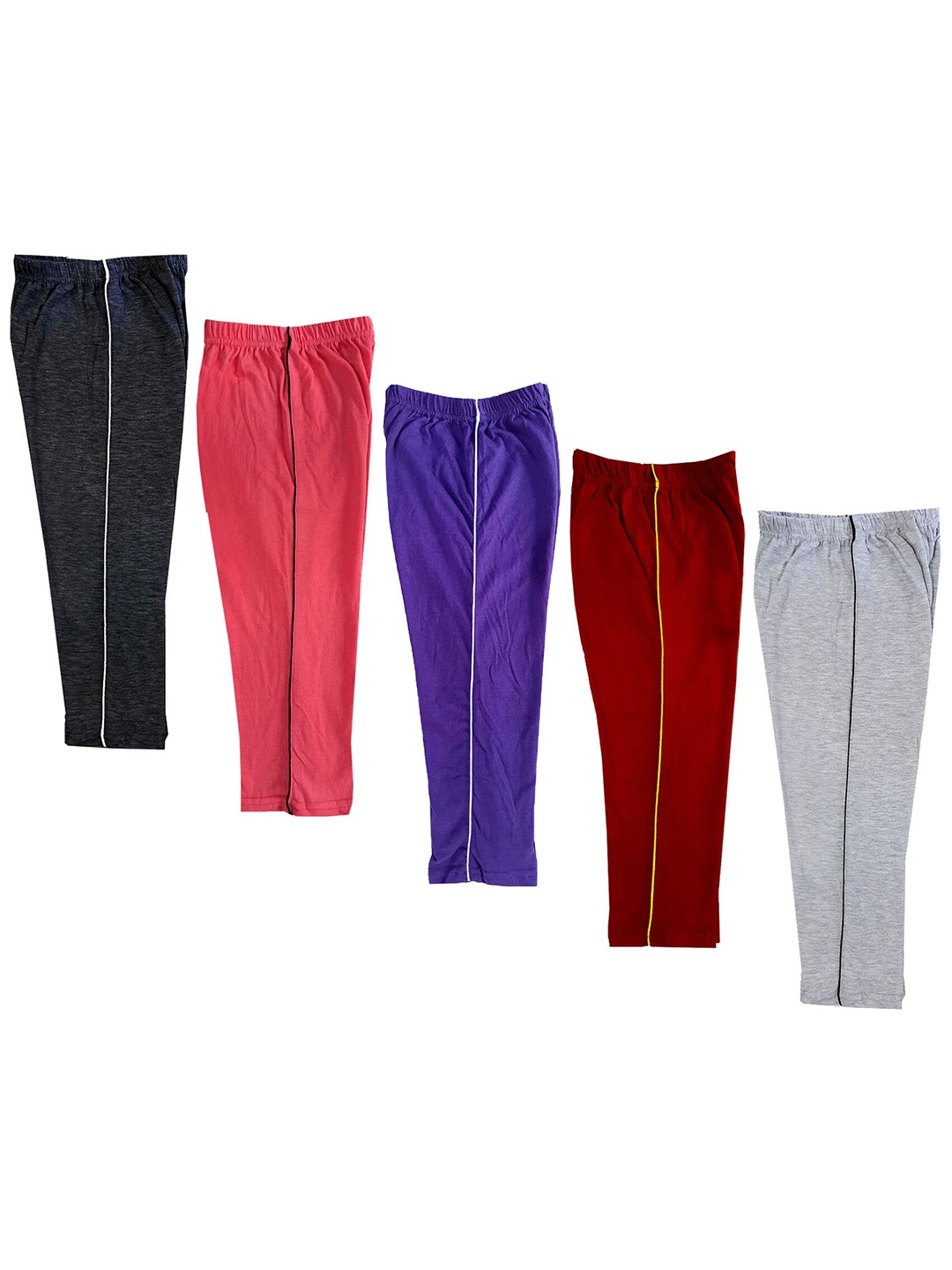 

IndiWeaves Girls Pack of 5 Pure Cotton Capris, Red