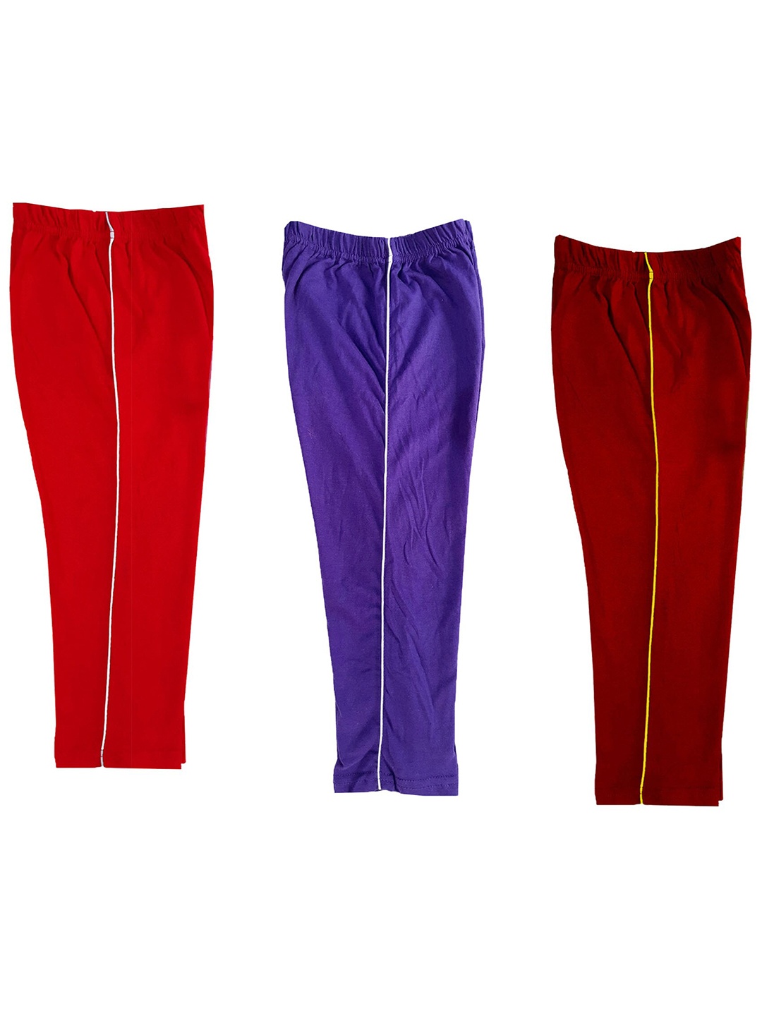 

IndiWeaves Girls Pack Of 3 Pure Cotton Regular Fit Capris, Red