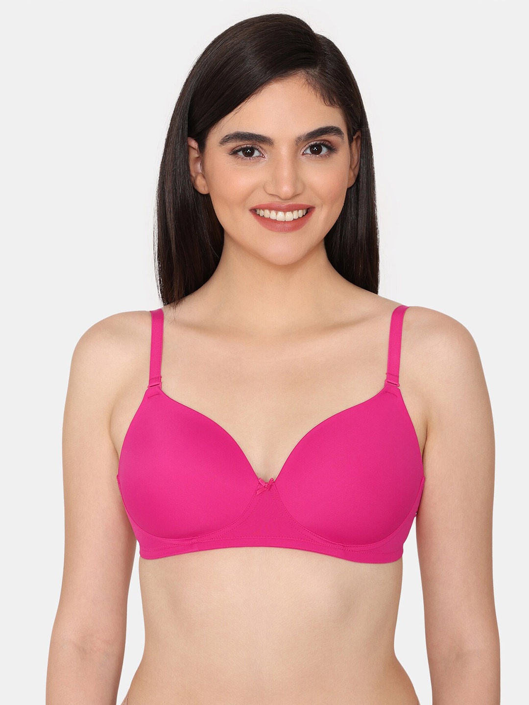 

Zivame Half Coverage Lightly Padded All Say Comfort Seamless T-shirt Bra, Pink