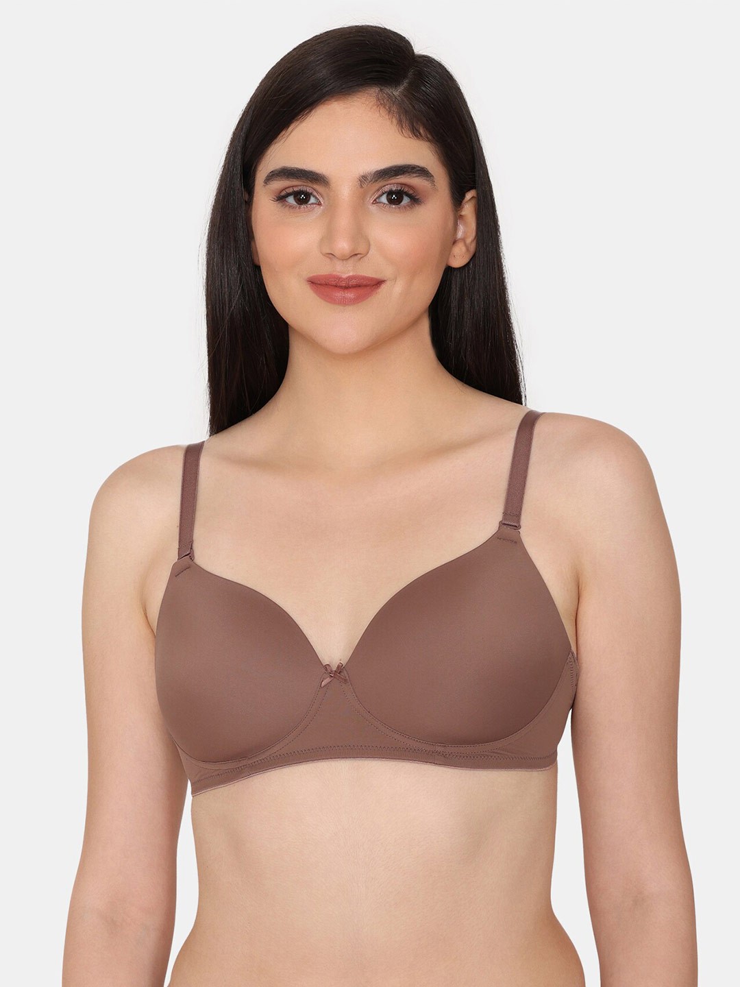 

Zivame Half Coverage Lightly Padded All Say Comfort Seamless T-shirt Bra, Brown